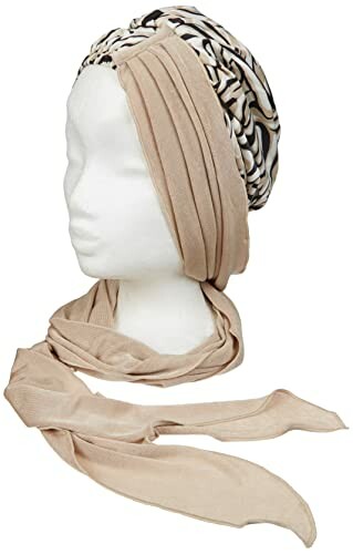 Beige headscarf turban on mannequin