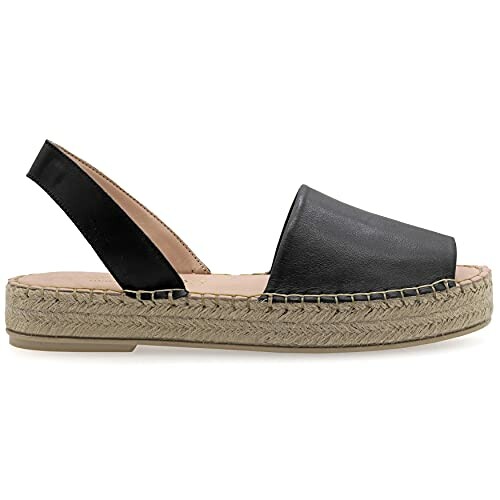 Black leather espadrille sandal with jute sole