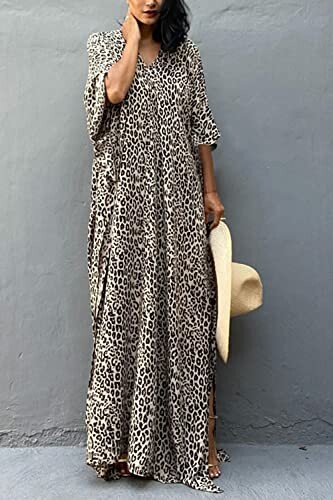 Woman in leopard print dress with heels