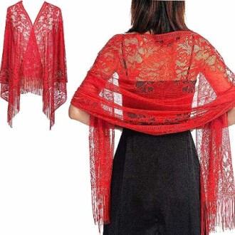 RY-EARL Red Lace Shawl