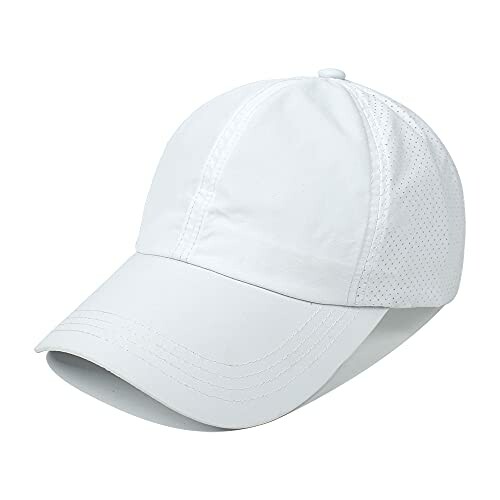 White baseball cap with mesh design.